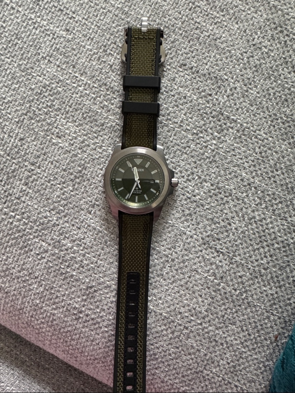 Citizen Olive Green Dial Watch with Fabric Strap